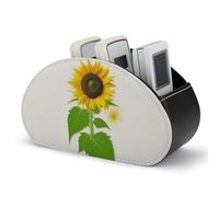 FekiLoot Sunflower And Weed Remote Control Holder PU Leather TV Remote Caddy with 5 Compartments Desktop Storage Bedside Table Organizer for TV Office Supplies Media Accessories