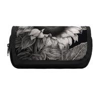 FekiLoot Sunflower Black Grey Pencil Case Office Pencil Box Large Capacity Pencil Box Pouch Holder Double Zipper Pencil Case Use to Organize Desktop And Plan Space Home Office