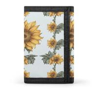 FekiLoot Sunflower Hand Painted Floral Wallets Exquisite Trifold Wallet Front Pocket Wallet with Zipper Keychain Coin Purse Credit Card Holder for Adult