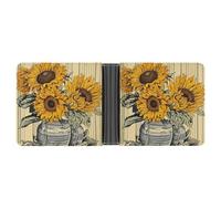 FekiLoot Sunflower Pattern Leather Wallet Double-Sided Different Images Bifold Wallet Ultra Strong Stitching Slim Wallets