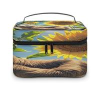 FekiLoot Sunflower Sloth Makeup Bag Large Capacity Travel Cosmetic Bag Lightweight Hand-held Toiletry Bags Portable Cosmetic Pouch Cute Make Up Pouch for Women