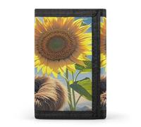 FekiLoot Sunflower Sloth Wallet Slim Trifold Wallets with Multiple Card Slots Credit Card Holder Pocket Coin Purse