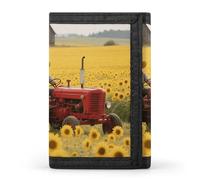 FekiLoot Sunflower Tractor Farm Slim Wallet Trifold Wallet Credit Card Holder Wallets Stylish Money Clip for Men Women