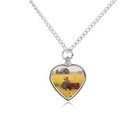 FekiLoot Sunflower Tractor Farm Urn Necklaces for Ashes Personalized Human Pet Cremation Jewelry Keepsake Locket Heart Pendant with Filling Kit Memorial Gift for Dog Cat Lover Women Men