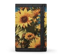FekiLoot Sunflowers And Butterflies Wallet Compact Blocking Trifold Wallets with Zipper Minimalist Purse Wallet Credit Card Holder