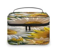 FekiLoot Sunflowers Daisy Rose Flowers Makeup Bag Large Capacity Travel Cosmetic Bag Lightweight Hand-held Toiletry Bags Portable Cosmetic Pouch Cute Make Up Pouch for Women