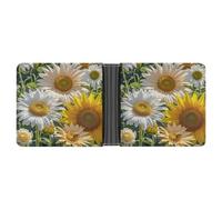 FekiLoot Sunflowers Daisy Rose Flowers Wallet Slim Leather Bifold Wallet Extra Capacity Wallets with Multiple Card Slots Men Billfold