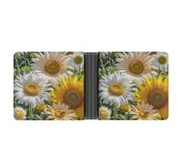 FekiLoot Sunflowers Daisy Rose Flowers Wallet Slim PU Bifold Design Wallet with Multiple Card Slots Wallets Extra Capacity Pocket Wallets