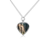 FekiLoot Sunlight Shines Into The Forest Custom Ashes Necklace Personalized Pet Urn Hair Cremation Souvenir Necklace Memorial Keepsake Holder Pendant Heart Jewelry for Ashes Gift for Dog Loss