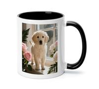 FekiLoot Sunny Windowsill Dog Coffee Mug 12oz Ceramic Coffee Cup with Handle Novelty Color Mugs Tea Cup for Home, Office & Cafe Use, Microwave & Dishwasher Safe