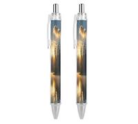 FekiLoot Sunrise on The Lake Ballpoint Pens Retractable Ball Point Pens Smooth-Flowing Black Ink 0.5mm Writing Pen Black Ink Pen for Men Women 2 PCS