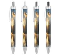 FekiLoot Sunrise on The Lake Ballpoint Pens Retractable Ball Point Pens Smooth-Flowing Black Ink 0.5mm Writing Pen Black Ink Pen for Men Women 4 PCS