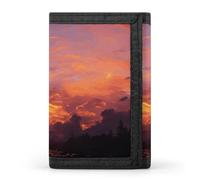 FekiLoot Sunset at Dusk Wallet Compact Blocking Trifold Wallets with Zipper Minimalist Purse Wallet Credit Card Holder