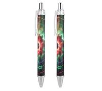 FekiLoot Supernova Remnant Ballpoint Pens Retractable Ball Point Pens Smooth-Flowing Black Ink 0.5mm Writing Pen Black Ink Pen for Men Women 2 PCS