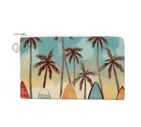 FekiLoot Surfboard Palm Tree Coin Purse,Travel Portable Keychain Wallet Canvas Coin Wallets Mini Zipper Tool Bag Lightweight Change Purse