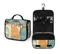 FekiLoot Surfboard Palm Tree Wash Bag Cute Hanging Toiletry Bag Large Capacity Medicine Bags Portable Organized Pockets for Makeup Organizer for Travel Essentials