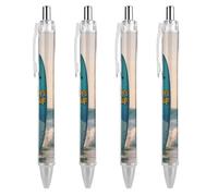 FekiLoot Surf's Up Surfboard Ballpoint Pens Retractable Ball Point Pens Smooth-Flowing Black Ink 0.5mm Writing Pen Black Ink Pen for Men Women 4 PCS