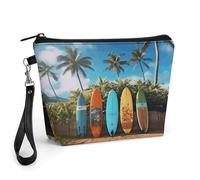 FekiLoot Surf's Up Surfboard Makeup Bag for Purse, Waterproof Funny Cosmetic Bag for Women, Zipper Travel Pouch Gift 8.9×5.7 Inch
