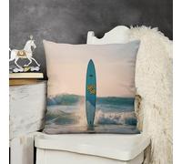 FekiLoot Surf's Up Surfboard Throw Pillow Covers 20 "x20 Plush Soft Decorative Farmhouse Square Accent Pillow Cases Spring Sofa Cushion Case for Couch Bedroom Living Room Home Decor