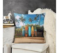 FekiLoot Surf's Up Surfboard Throw Pillow Covers 20 "x20 Plush Soft Decorative Farmhouse Square Accent Pillow Cases Spring Sofa Cushion Case for Couch Bedroom Living Room Home Decor