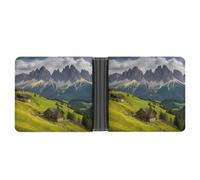 FekiLoot Surrounded by Mountains Leather Wallet Double-Sided Different Images Bifold Wallet Ultra Strong Stitching Slim Wallets