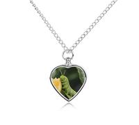 FekiLoot Swallowtail Caterpillar Urn Necklaces for Ashes Personalized Human Pet Cremation Jewelry Keepsake Locket Heart Pendant with Filling Kit Memorial Gift for Dog Cat Lover Women Men