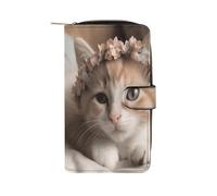 FekiLoot Sweet Animals Cute Cat Wallet Large Capacity Travel Double Fold Wallets Portable Zipper Leather Purse for Women Men