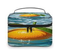 FekiLoot Swimming Orange Makeup Bag Large Capacity Travel Cosmetic Bag Lightweight Hand-held Toiletry Bags Portable Cosmetic Pouch Cute Make Up Pouch for Women