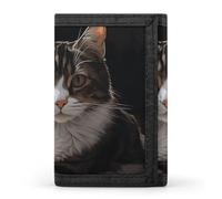 FekiLoot Tabby Cat Wallet Compact Blocking Trifold Wallets with Zipper Minimalist Purse Wallet Credit Card Holder