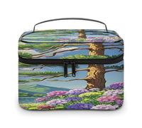 FekiLoot Tall Green Pine Makeup Bag Large Capacity Travel Cosmetic Bag Lightweight Hand-held Toiletry Bags Portable Cosmetic Pouch Cute Make Up Pouch for Women