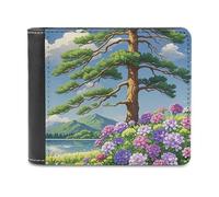 FekiLoot Tall Green Pine Wallet Large Capacity Slim Bifold Wallet with Multiple Card Slots PU Leather Men Purse