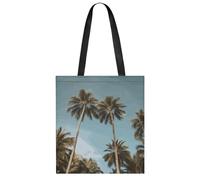 FekiLoot Tall Tropical Palm Trees Tote Bag Lightweight Elegant Carry Bag Stylish Soft Roomy Handbag Full-Color All-Over Print Reusable Shoulder Bag Chic Daily Shopping Bag For Daily Travel Beach Work