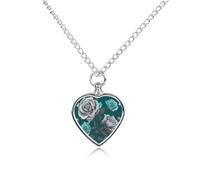 FekiLoot Teal Grey Rose Pet Cremation Jewelry Personalized for Man, Custom Dog Urn Necklaces for Ashes, Heart-Shaped Pendant Urn Necklaces for Cat Lover Woman, with Funnel Kit