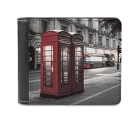 FekiLoot Telephone Booth Wallet Large Capacity Slim Bifold Wallet with Multiple Card Slots PU Leather Men Purse