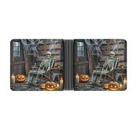 FekiLoot Terrifying Skeleton Ghost Wallet Slim Leather Bifold Wallet Extra Capacity Wallets with Multiple Card Slots Men Billfold