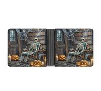 FekiLoot Terrifying Skeleton Ghost Wallet Slim PU Bifold Design Wallet with Multiple Card Slots Wallets Extra Capacity Pocket Wallets