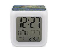 FekiLoot Texas Bluebonnets Scenery Alarm Clock Sound Machine with 7 Color Changing Night Light Wake Up Digital Clock Large LED Display Number Alarm Clocks Home Office Bedroom Decor