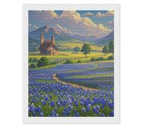 FekiLoot Texas Bluebonnets Scenery Diamond Painting Kits for Adults Full Drill Diamond Dots Art for Beginners DIY 5d Round Gem Diamond Pictures Art Kits Crafts Home Wall Decoration Gift 16"x20"