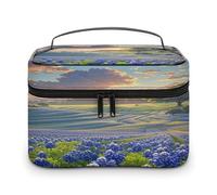 FekiLoot Texas Bluebonnets Scenery Makeup Bag Large Capacity Travel Cosmetic Bag Lightweight Hand-held Toiletry Bags Portable Cosmetic Pouch Cute Make Up Pouch for Women