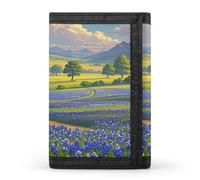 FekiLoot Texas Bluebonnets Scenery Men's Wallet Extra Capacity Trifold Wallet Thin & Stylish Trifold Card Holder with ID Window