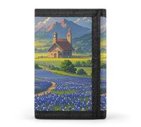 FekiLoot Texas Bluebonnets Scenery Trifold Wallet Slim Credit Card Holder Stylish Trifold Billfold Minimalist Front Pocket Friendly Purses