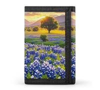 FekiLoot Texas Bluebonnets Scenery Wallet Men's Trifold Wallet Extra Capacity Credit Card Holder Cards Purse Front Pocket