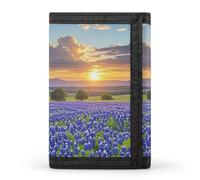 FekiLoot Texas Bluebonnets Scenery Wallet Portable Tri Fold Wallet with Zipper Coin Purse for Women Credit Car