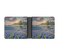 FekiLoot Texas Bluebonnets Scenery Wallet Slim PU Bifold Design Wallet with Multiple Card Slots Wallets Extra Capacity Pocket Wallets