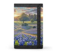 FekiLoot Texas Bluebonnets Scenery Wallet Slim Trifold Wallets with Multiple Card Slots Credit Card Holder Pocket Coin Purse