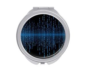 FekiLoot The Blue Binary Matrix Travel Makeup Mirror - Double Side Folding Compact Mirrors with 1x/2x Magnification, Portable Pocket Mirror Small Round Handheld Mirror for Handbag and Purses