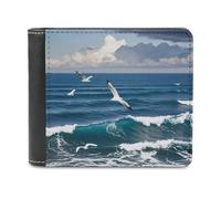 FekiLoot The Deep Blue Sea Wallet Large Capacity Slim Bifold Wallet with Multiple Card Slots PU Leather Men Purse