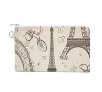 FekiLoot The Eiffel Tower And A Bicycle Coin Purse,Travel Portable Keychain Wallet Canvas Coin Wallets Mini Zipper Tool Bag Lightweight Change Purse