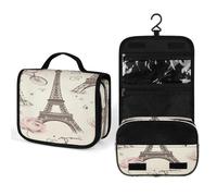 FekiLoot The Eiffel Tower And A Bicycle Wash Bag Cute Hanging Toiletry Bag Large Capacity Medicine Bags Portable Organized Pockets for Makeup Organizer for Travel Essentials