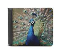 FekiLoot The Peacock PU Leather Wallet Bifold Wallet Front Pocket Wallets Fashion Purse Slim Billfold Credit Card Holder